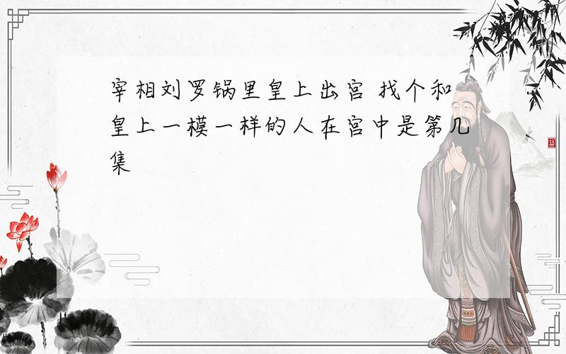 宰相刘罗锅里皇上出宫 找个和皇上一模一样的人在宫中是第几集