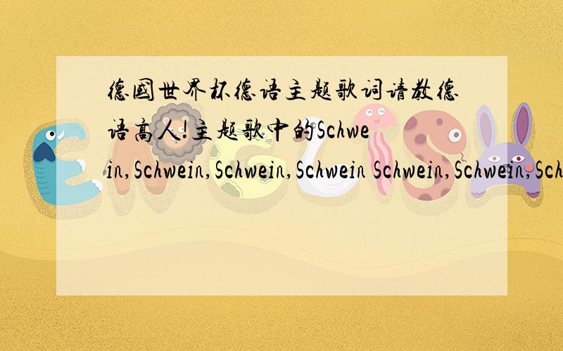 德国世界杯德语主题歌词请教德语高人!主题歌中的Schwein,Schwein,Schwein,Schwein Schwein,Schwein,Schwein,Schwein 是可怜虫?还是好运