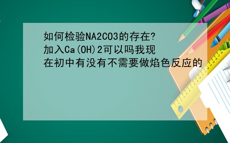 如何检验NA2CO3的存在?加入Ca(OH)2可以吗我现在初中有没有不需要做焰色反应的