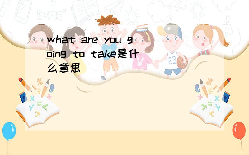 what are you going to take是什么意思