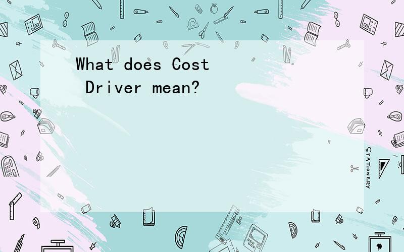What does Cost Driver mean?