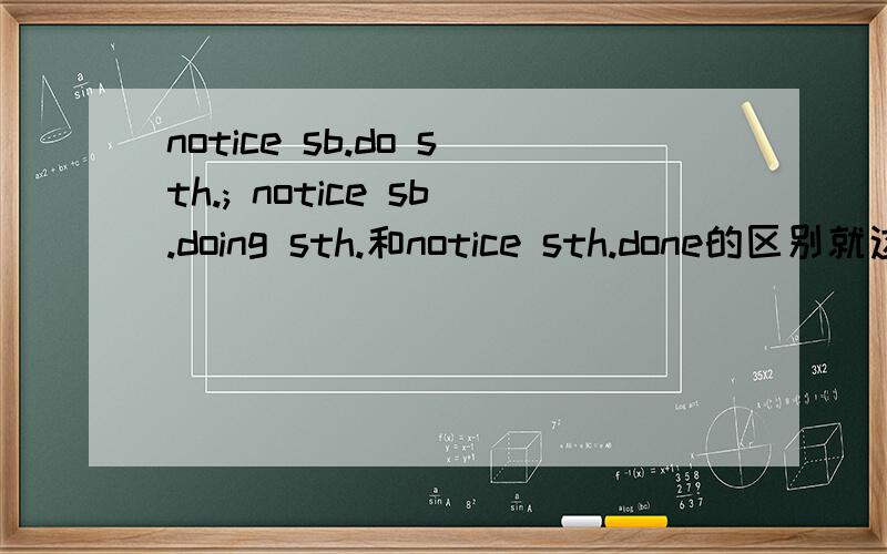notice sb.do sth.; notice sb.doing sth.和notice sth.done的区别就这样