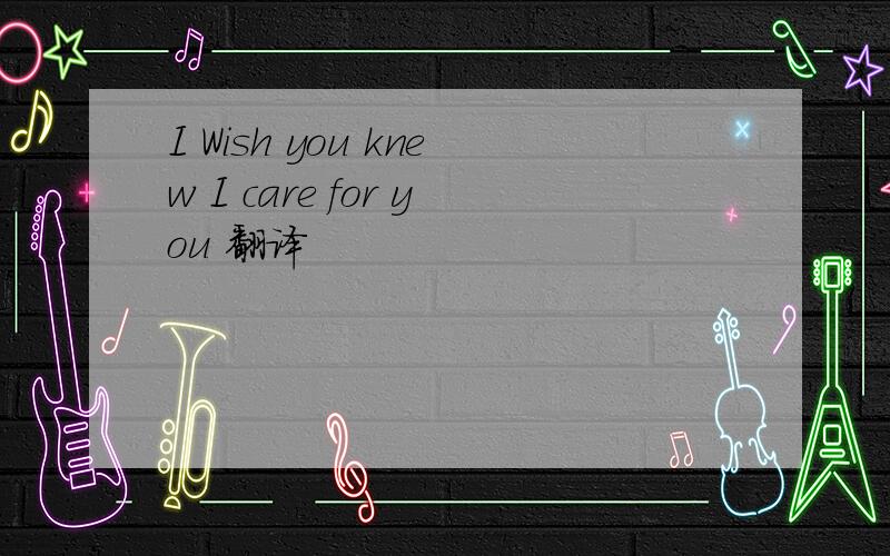 I Wish you knew I care for you 翻译