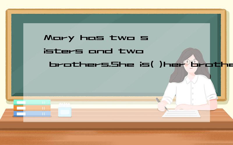 Mary has two sisters and two brothers.She is( )her brothersA,much clever thanB.cleverer thanC.the most clever ofD.the clevest of