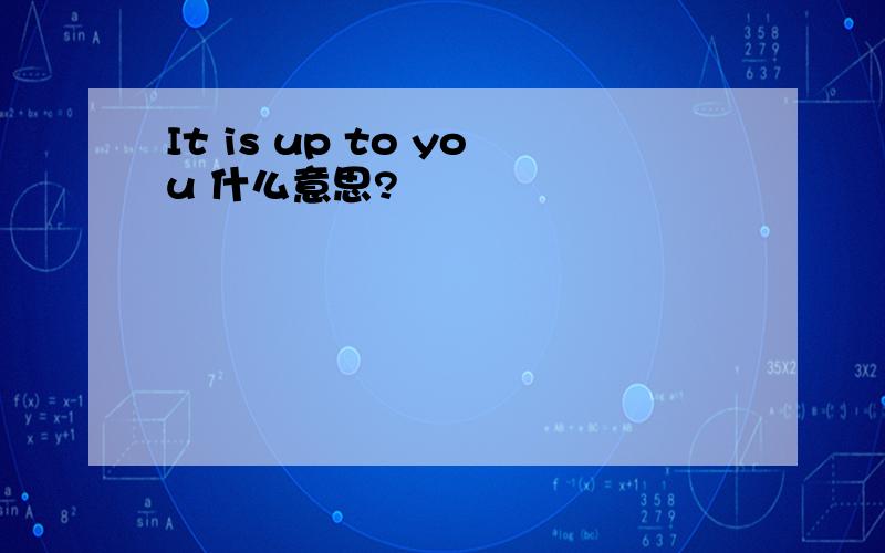 It is up to you 什么意思?