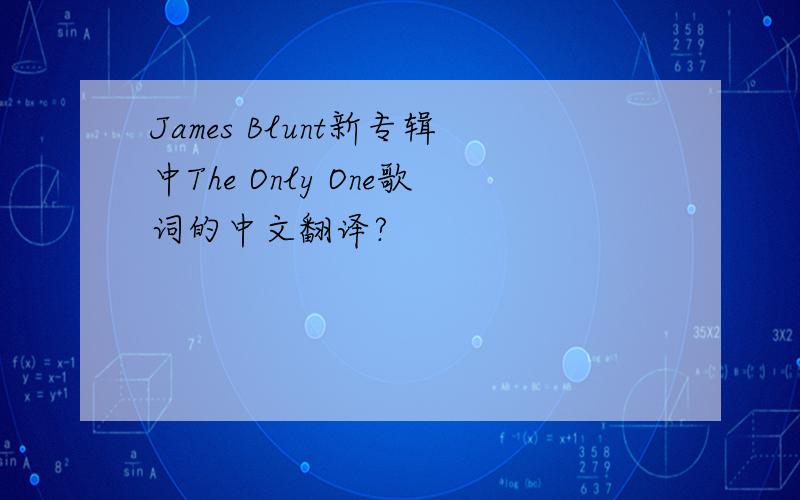 James Blunt新专辑中The Only One歌词的中文翻译?