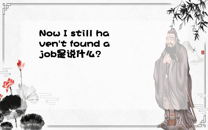 Now I still haven't found a job是说什么?