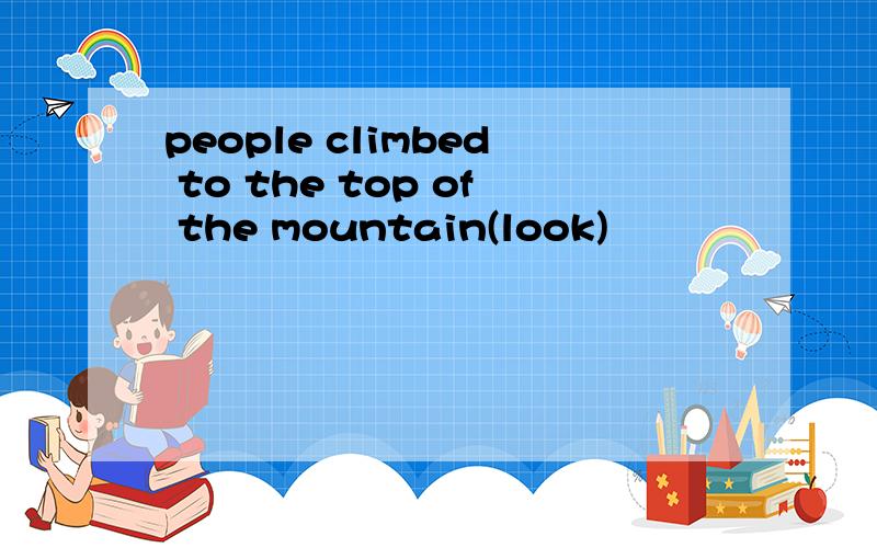 people climbed to the top of the mountain(look)