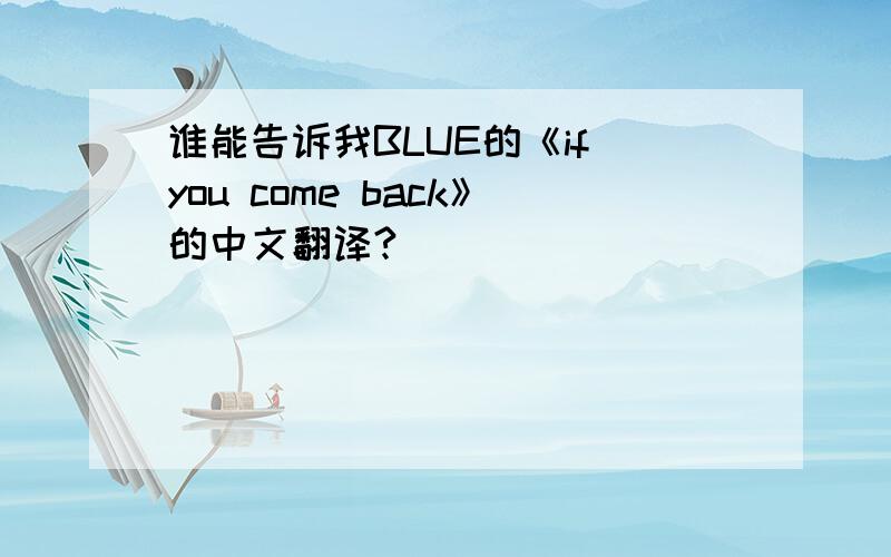 谁能告诉我BLUE的《if you come back》的中文翻译?