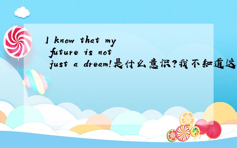 I know that my future is not just a dream!是什么意识?我不知道这个英文的意识是什么 请大家告诉我`````谢谢了````