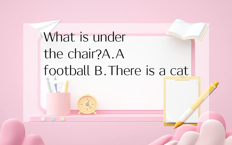 What is under the chair?A.A football B.There is a cat