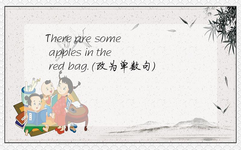 There are some apples in the red bag.(改为单数句)