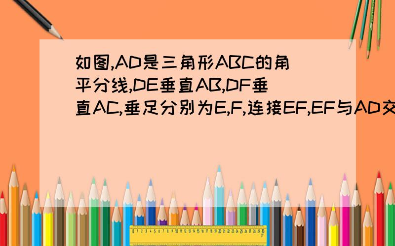 如图,AD是三角形ABC的角平分线,DE垂直AB,DF垂直AC,垂足分别为E,F,连接EF,EF与AD交于G,AD与EF 垂直吗?证明你结论