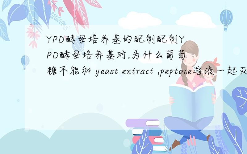 YPD酵母培养基的配制配制YPD酵母培养基时,为什么葡萄糖不能和 yeast extract ,peptone溶液一起灭菌?要单独配成溶液 灭好后加入yeast extract ,peptone?葡萄糖 ,yeast extract 和peptone 在高温下是否会发生反