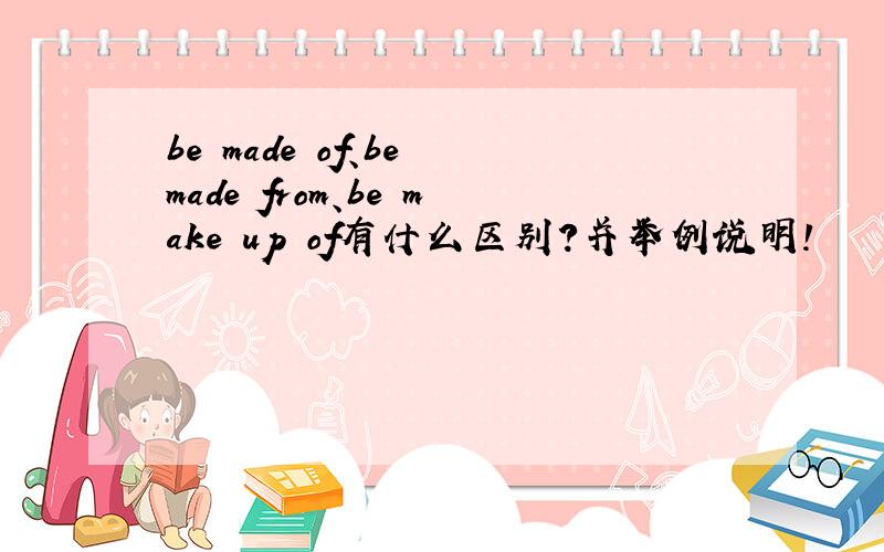 be made of、be made from、be make up of有什么区别?并举例说明!