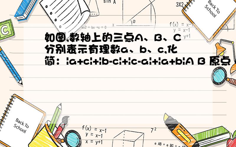 如图,数轴上的三点A、B、C分别表示有理数a、b、c,化简：|a+c|+|b-c|+|c-a|+|a+b|A B 原点 c