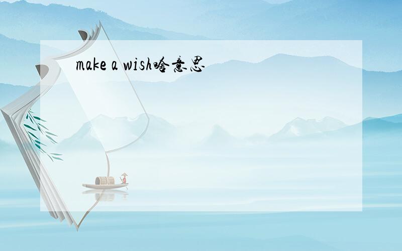 make a wish啥意思