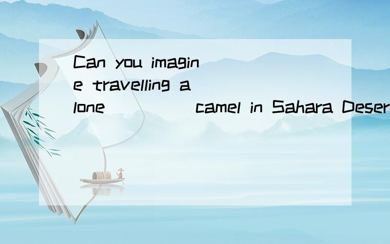 Can you imagine travelling alone ____ camel in Sahara Desert?You won't get lost easily ____ camels.两个空格都是:[A] in [B] on [C] by并请说明原因,4楼:但是选择题里面只有这三个选项,只能选其中的一个,所以请选一个