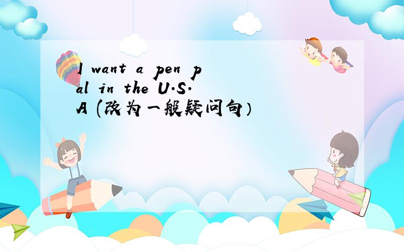 I want a pen pal in the U.S.A (改为一般疑问句）