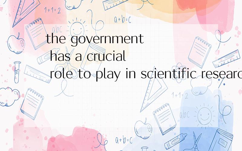 the government has a crucial role to play in scientific research in that tis scrutiny can crown resthe government has a crucial role to play in scientific research in that tis scrutiny can crown research with an ethical compass.怎么翻译