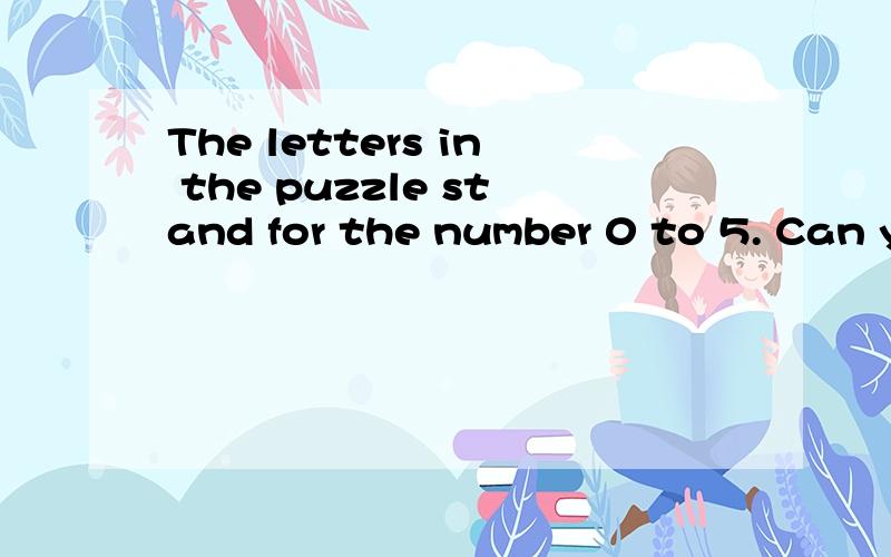 The letters in the puzzle stand for the number 0 to 5. Can you work it out?在困惑的字母代表数字0到5.你能解决了吗?如无法打开图片，请参照下面：  A C D B C+ C E D B D==========   F B A D A