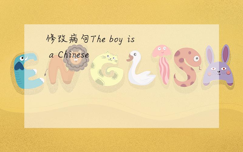 修改病句The boy is a Chinese