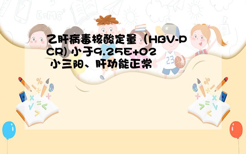 乙肝病毒核酸定量（HBV-PCR) 小于9.25E+02 小三阳、肝功能正常