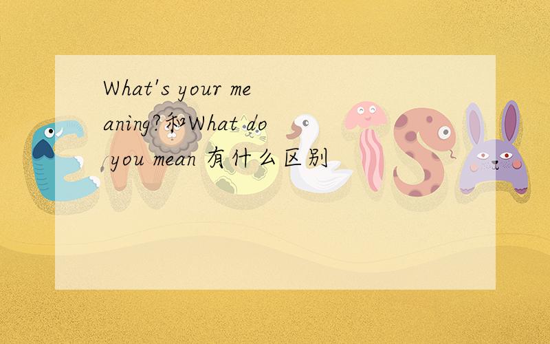 What's your meaning?和What do you mean 有什么区别