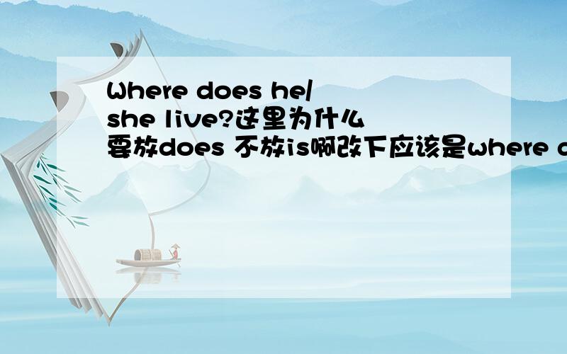 Where does he/she live?这里为什么要放does 不放is啊改下应该是where does he live 反正都一样