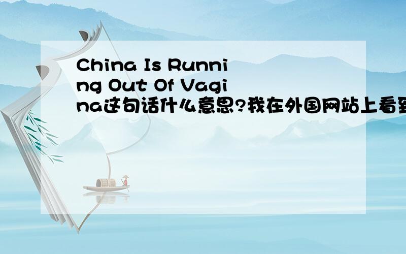 China Is Running Out Of Vagina这句话什么意思?我在外国网站上看到的.