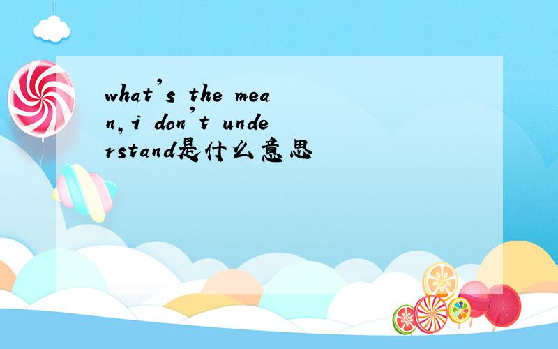 what's the mean,i don't understand是什么意思