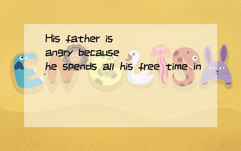 His father is angry because he spends all his free time in _____(surf) the Iternet.
