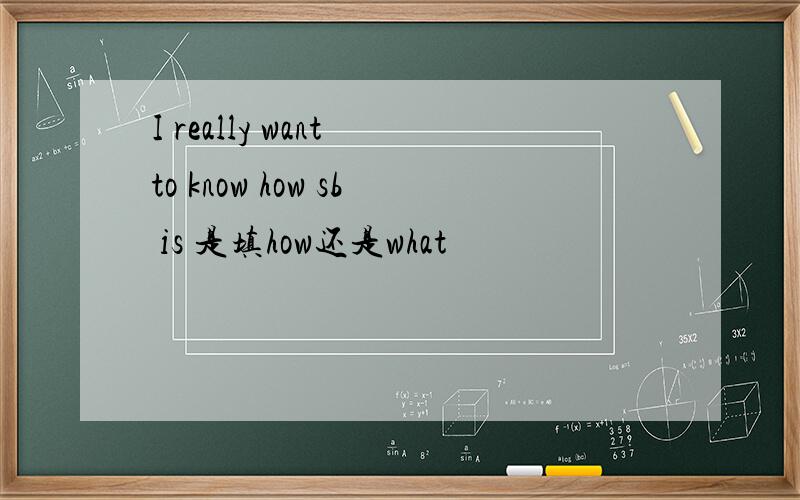 I really want to know how sb is 是填how还是what