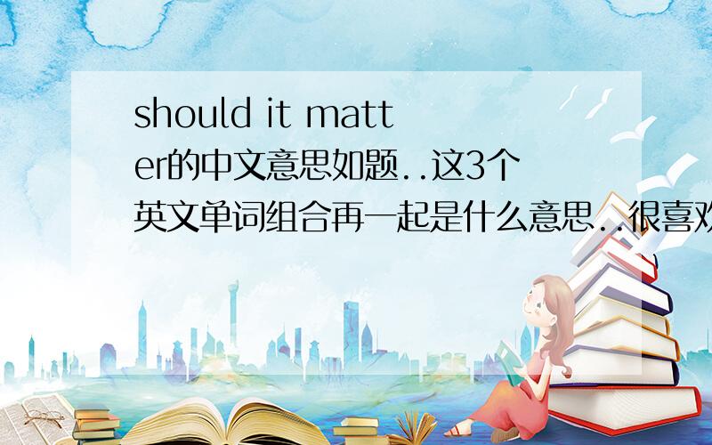 should it matter的中文意思如题..这3个英文单词组合再一起是什么意思..很喜欢这首歌!