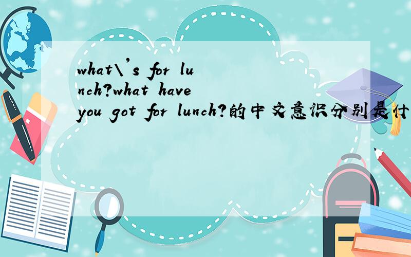what\'s for lunch?what have you got for lunch?的中文意识分别是什么?有什么区别