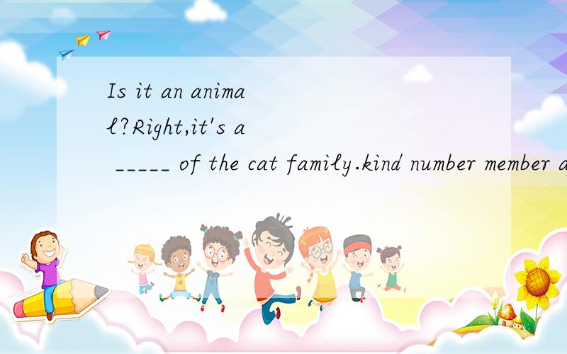 Is it an animal?Right,it's a _____ of the cat family.kind number member animal