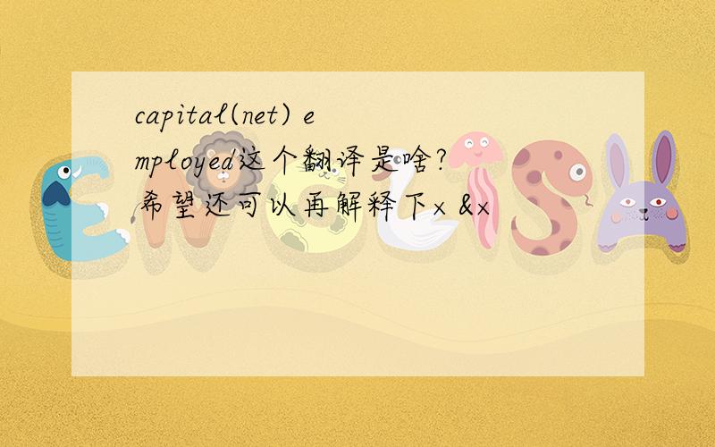 capital(net) employed这个翻译是啥?希望还可以再解释下×&×