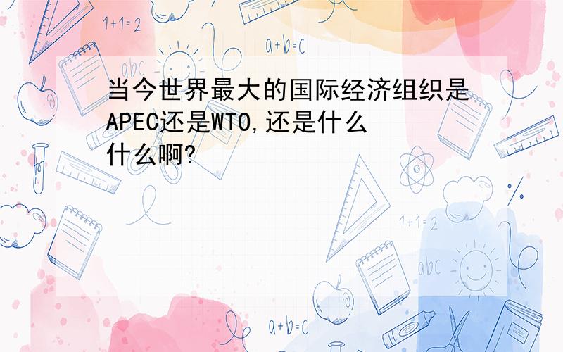 当今世界最大的国际经济组织是APEC还是WTO,还是什么什么啊?
