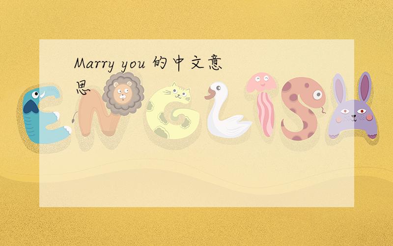 Marry you 的中文意思