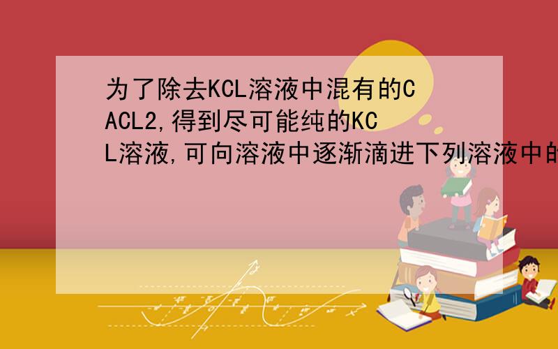 为了除去KCL溶液中混有的CACL2,得到尽可能纯的KCL溶液,可向溶液中逐渐滴进下列溶液中的